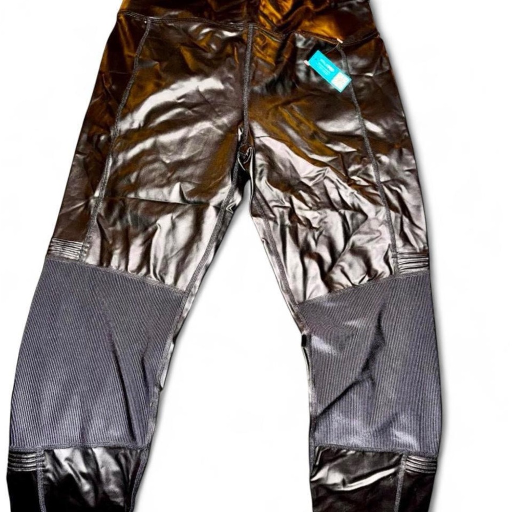 NWT Walk Pop Faux Leather Black High-Rise Leggings, Size L